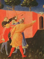 La Crucifixion et la lapidation des SS. Côme et Damien, (détail)